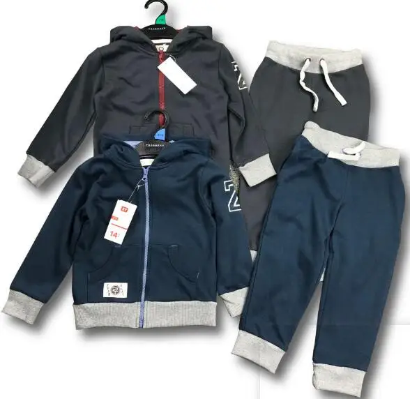 

Spring&Autumn Boys clothes sweater suit Terry zipper hooded sweater pants two-piece Children clothing set