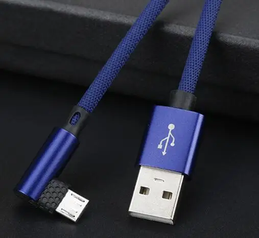 1 м 2.0A 90 градусов L изгиб локоть кабель для передачи данных Micro usb type C кабель для зарядки iPh кабель для зарядки мобильного телефона кабель для зарядки - Цвет: Blue