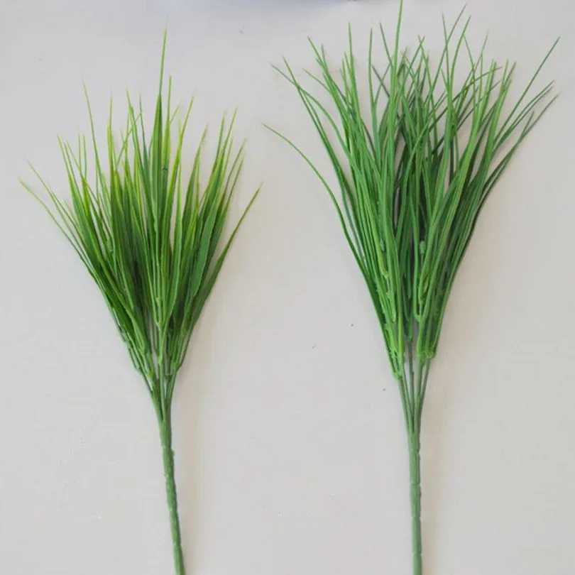 Новые поступления пластиковые длинные листья травы пучок искусственной зелени зеленый рис растение для украшения свадьбы цветочные композиции