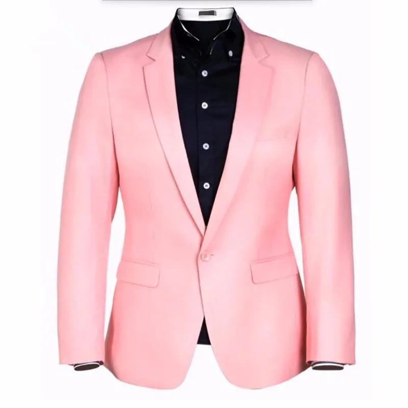 Новейшие разработки мужские костюмы куртка одна кнопка розовый черный Жених Смокинги куртка высокого качества Деловые костюмы куртка