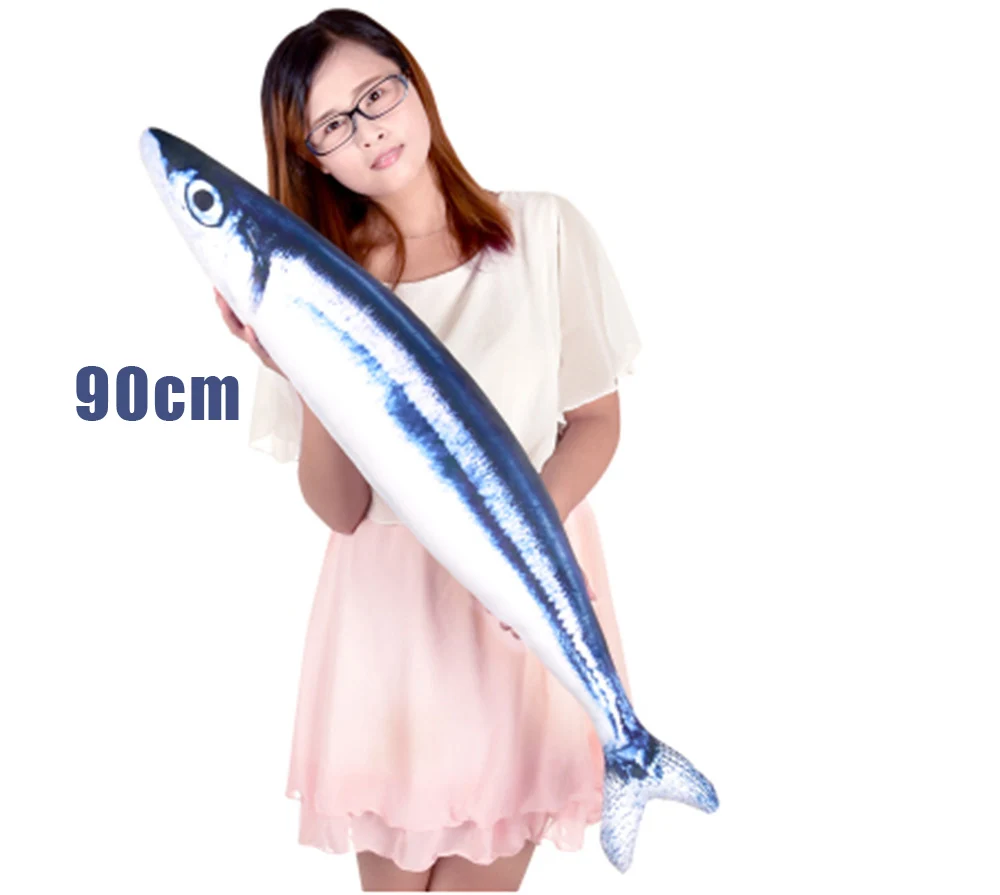 Fancytrader Big Kids Toys Sardines Fish Doll Soft Stuffed Giant 3D Printed Anime Fished Pillow Cushion for Children7