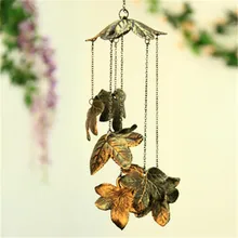 2 Винтажный декоративный лист Windchime Металлические Китайские колокольчики с 7 кленовыми листьями античный висящий колокольчик украшение для дома и сада бронза