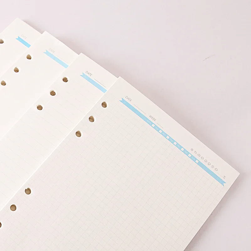 

40 sheets beige a5 a6 paper filler for ring binder, check/plaid/dots/blank/ruled papers 6 holes