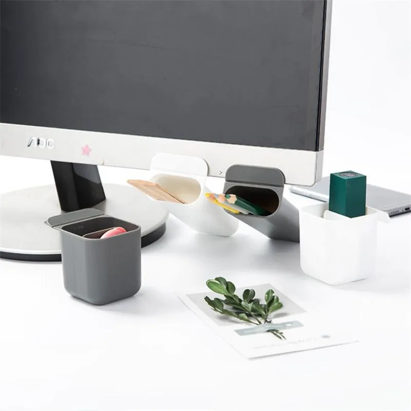 

Urijk 1PC DIY Monitor Pencil Holder Storage Box Desktop Organizer Home Office Desk Pen Case Multigrid Paste Storage Container