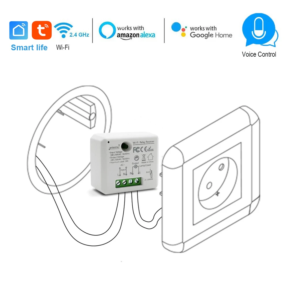 Умная розетка Wi Fi модуль автоматического включения света 110 240V 2500W Управление