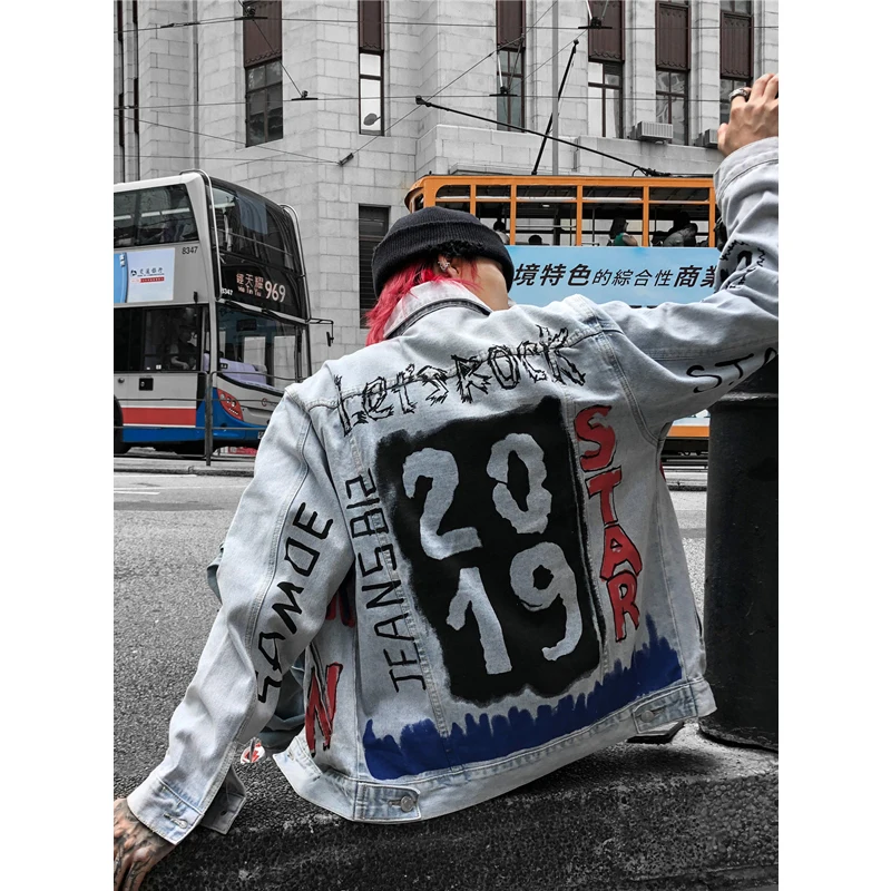 UNCLEDONJM 2019 Graffiti denim jacket men streetwear jacket coat mens clothing jacket for men jeans jacket men men clothes 243W UNCLEDONJM 2019 Graffiti denim jacket men streetwear jacket coat mens clothing jacket for men jeans jacket men men clothes 243W