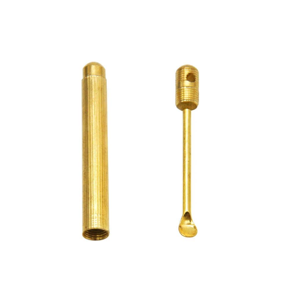3 pcs HORNET Gold Brass Snuff Spoon Sniffer Snorter Powder Hoover Hooteer Metal Tobacco Pipe Shovel Key Chain Pocket Size|Трубки и