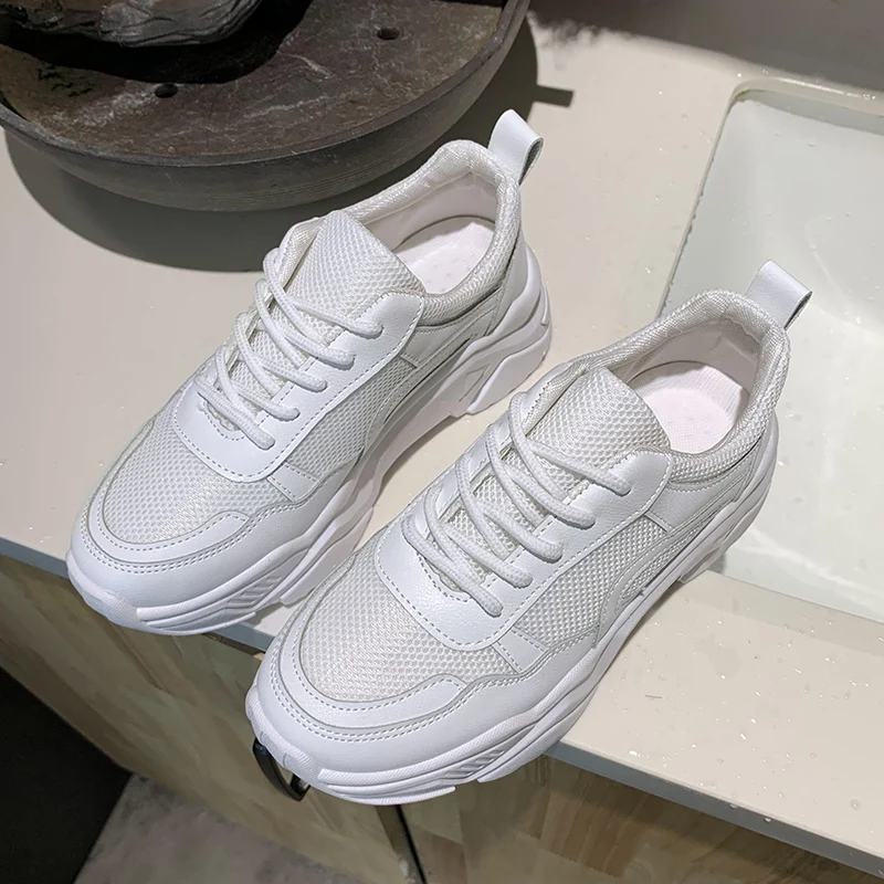 Women Vulcanized Shoes New White yellow Fashion Wedges Sneakers Shoes Women Ladies Trainers Cross Tie Tenis Feminino k217