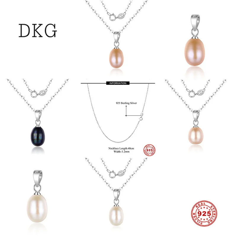 

925 Sterling Silver Fashion Simple Natural Freshwater Pearl Pendant Necklace Fit for Original Women Charm Necklace DIY Jewelry