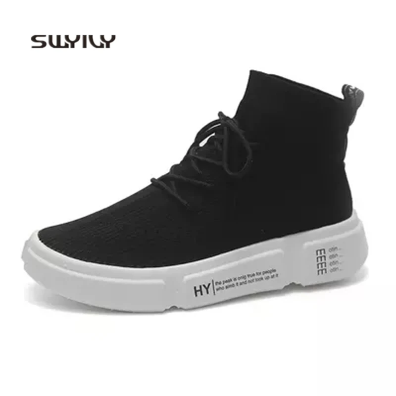 SWYIVY Women Skateboarding Shoes Woven Breathable Sneakers Women 2018 New Autumn Slip-on Flat Heel Women Sport Shoe Light Weight