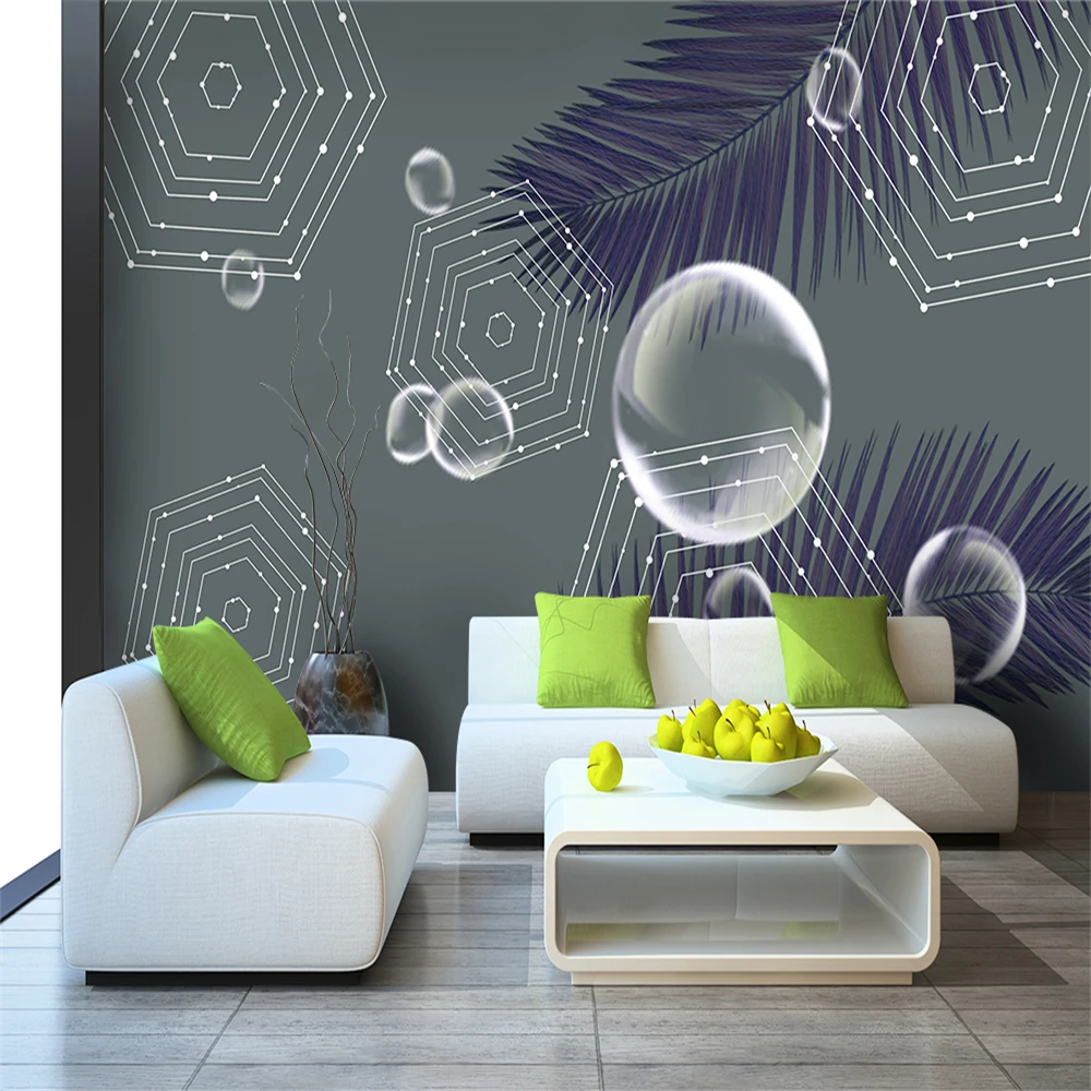 Custom 3d wallpaper modern minimalist beautiful geometric plant bubble wall - silk waterproof material Custom 3d wallpaper modern minimalist beautiful geometric plant bubble wall - silk waterproof material
