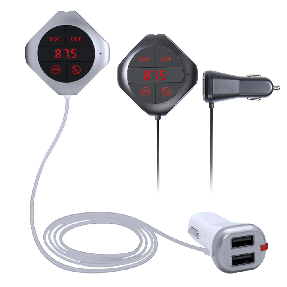 

Magnetic Bluetooth Car Kit Handsfree FM Transmitter Modulator MP3 Player Dual USB Car Charger SP. TF Card AUX Voltage Display