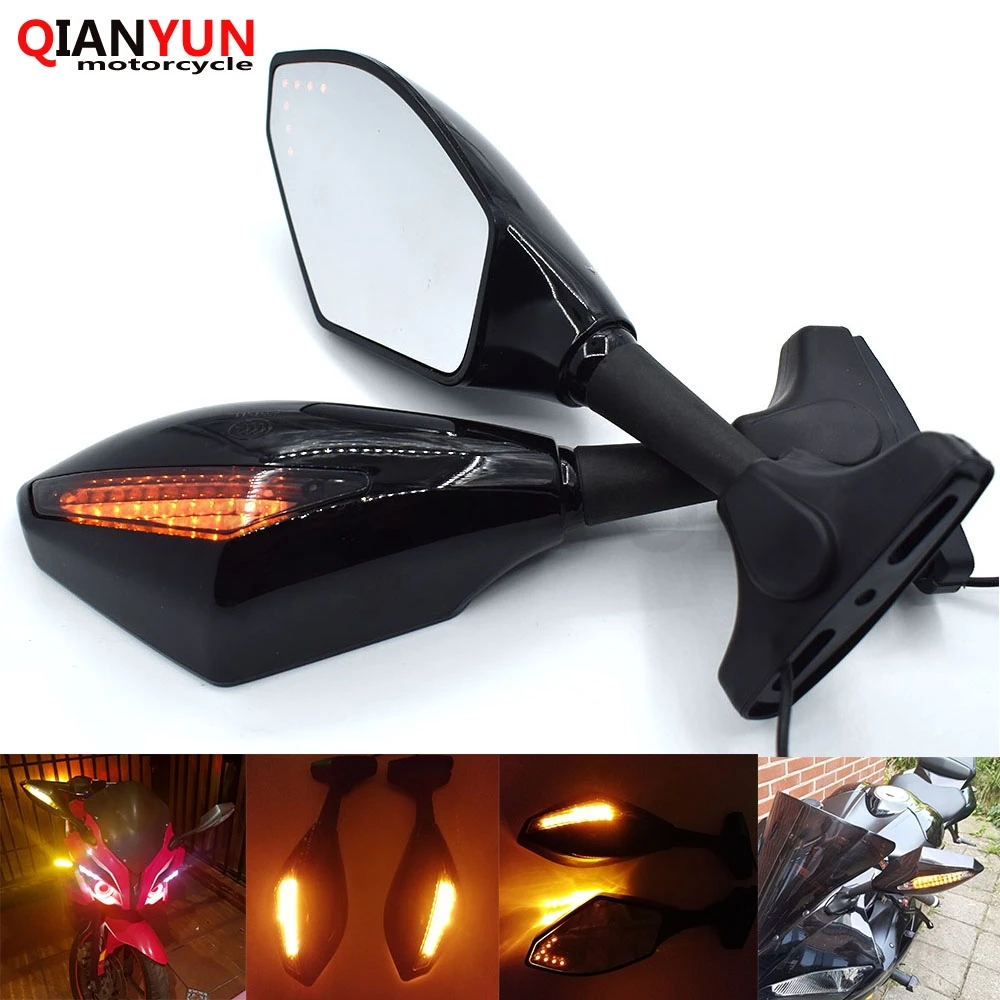 

Universal Motorcycle Rear View Side Wing Mirrors w/ LED Turn Signal Light for Yamaha YZF R1/R6, FZS1000, FZ1 FAZER,R6S
