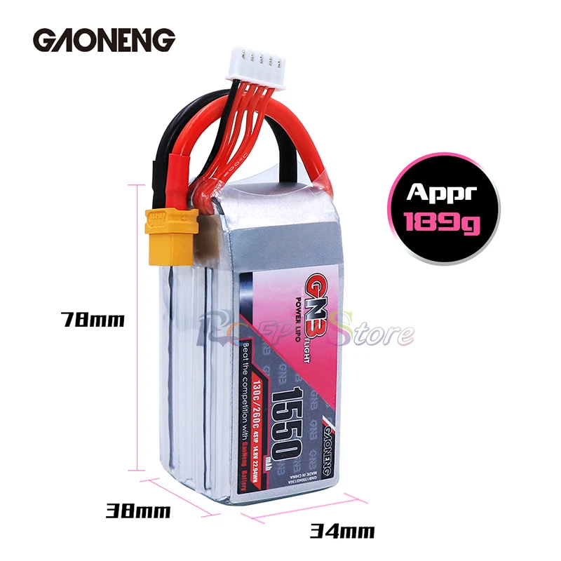 Gaoneng GNB 1550MAH 14,8 V 130C/260C 4S Lipo аккумулятор Перезаряжаемый XT60 Разъем для RC моделей Мультикоптер рамка Асса