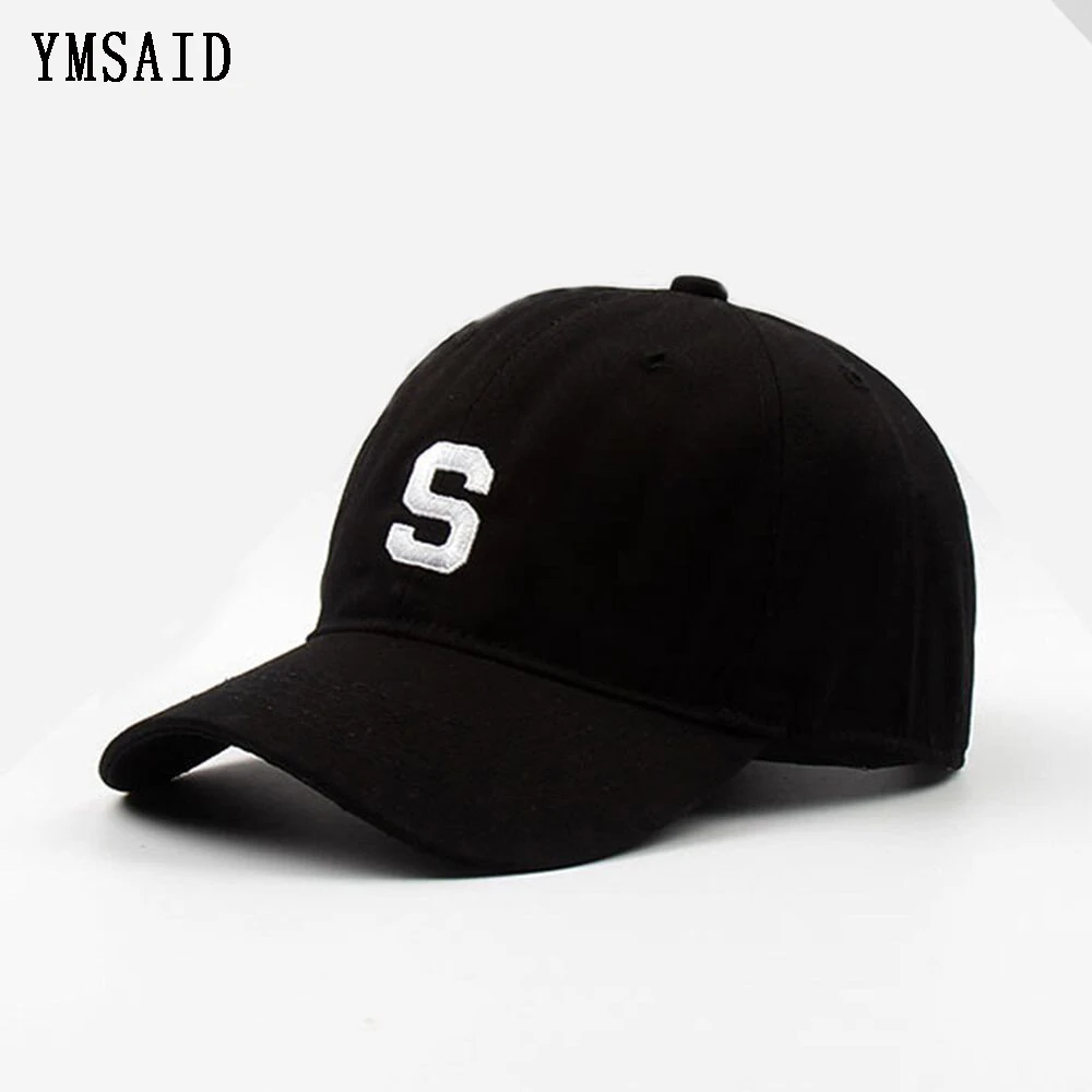 Ymsaid, хит, бейсбольная кепка с вышитой буквой S, женская и мужская хлопковая бейсболка, 2 цвета, бейсболка
