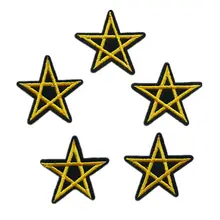 5 шт. черные золотые звезды Вышитые пришить УТЮГ НА нашивках Значки для заклепки для джинсов шляпа футболка DIY Аппликации Ремесло украшения