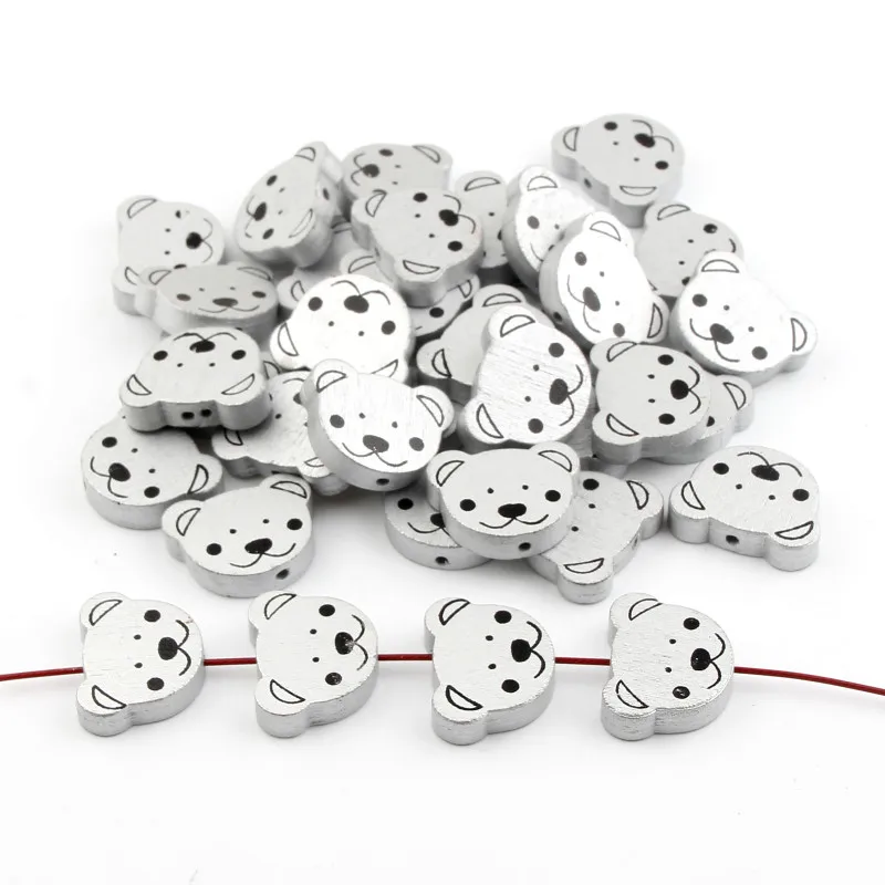 20pcs Wooden Beads 24x19mm Sliver Color Bear Shape Wood for jewelry Making DIY Baby Rattle Pacifier clip | Украшения и аксессуары
