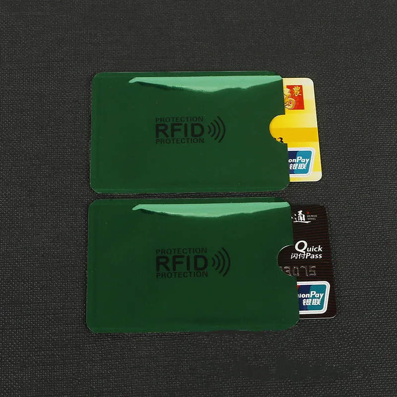 

10 pcs Green Anti-Scan Card Sleeve Credit RFID Card Protector Anti-magnetic Aluminum Foil Portable Bank Card Holder