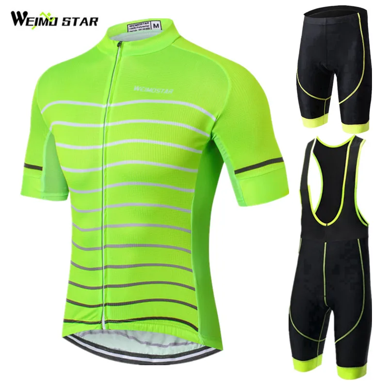 Weimostar Pro Team Cycling Jersey Set Green Racing Sport Cycling