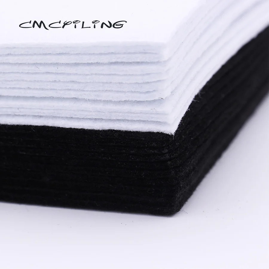 

CMCYILING 10Pcs/Set 20*30cm White Black Felt 2 MM Thickness Polyester Cloth For DIY Sewing Crafts Scrapbook Felt Sheet Fabric