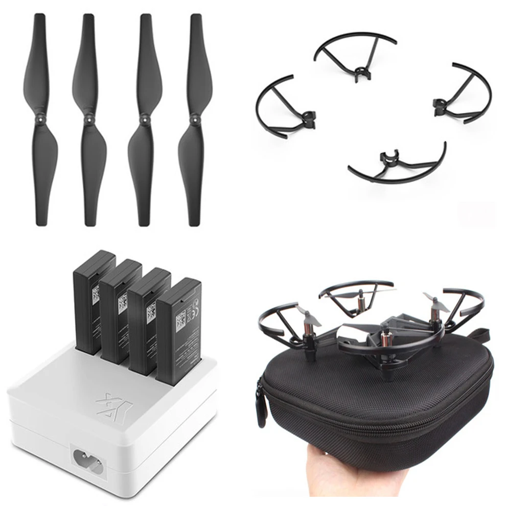 DJI TELLO Quick-Release Propellers Propeller + Guard + Charger 4 in 1 Multi Battery Charging Hub + Carrying Case Storage Box-1