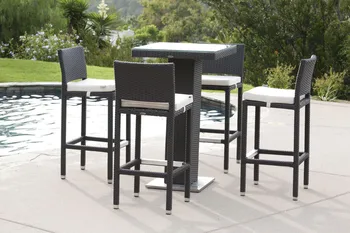 

Trade Assurance Handmake Wicker Synthetic Rattan patio wicker bar table and chair set