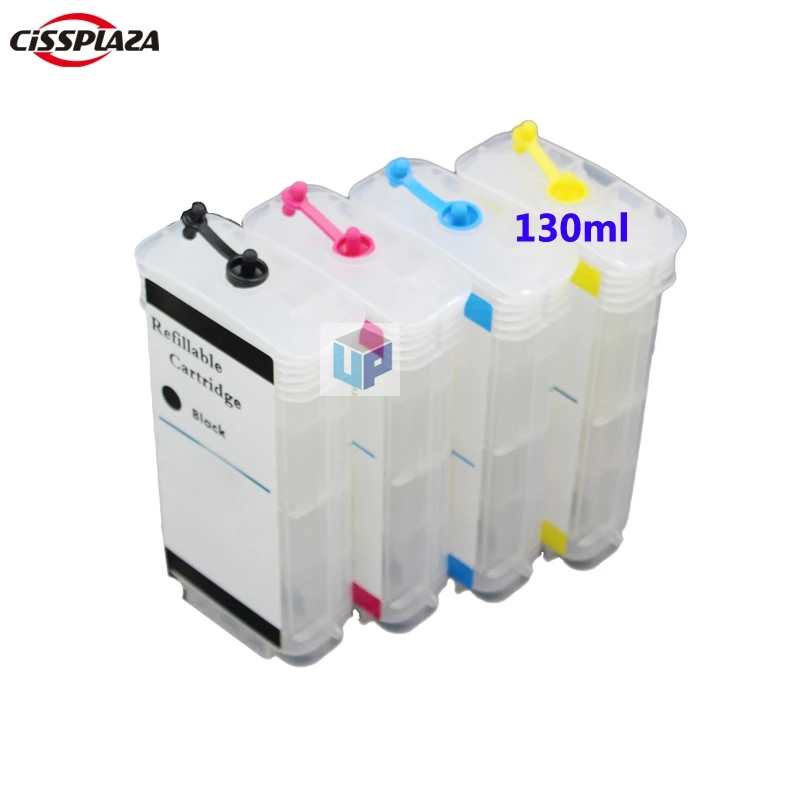 

CISSPLAZA 130ml Compatible for HP10 82 Refillable cartridges with arc chip for HP Designjet 500 500ps 800 800ps 820mfp 815mfp