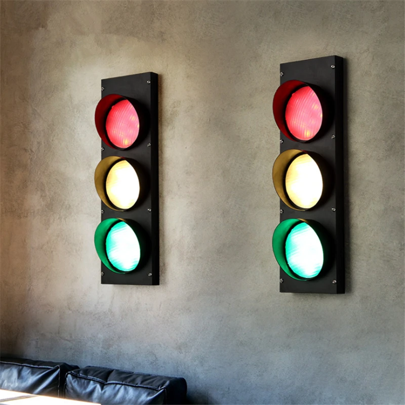 

Postmodern Individuality Creative Traffic Light Retro Industrial Style Wall Light Bar Restaurant Loft Livingroom Free Shipping