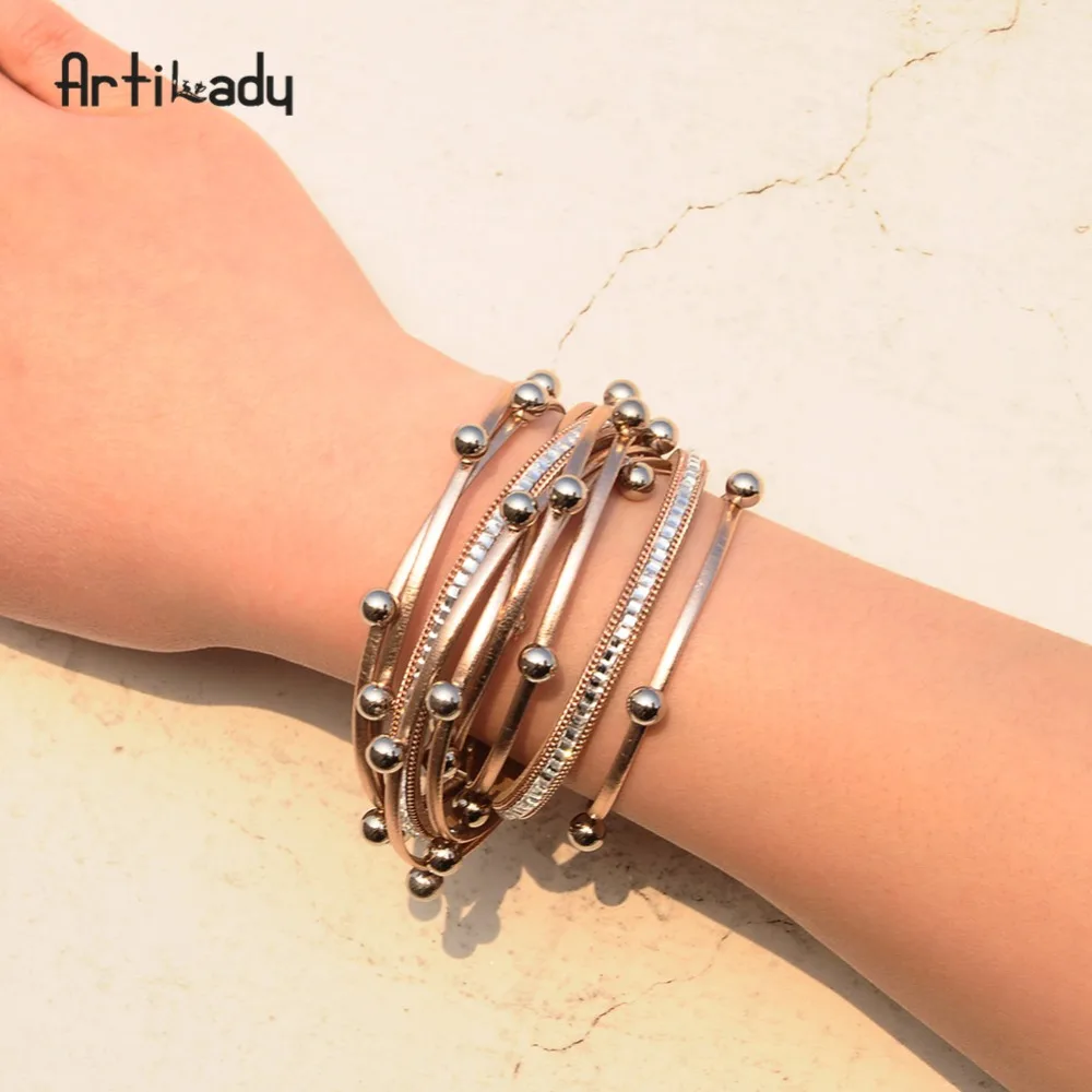 

wrap leather bangle bracelet beads charms bracelets for women's jewelry party gift free shipping free shipping