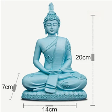 VILEAD синяя пластиковая статуя Будды Таиланд статуэтки Будды миниатюрные буддистская скульптура индийская фэншуй винтажный домашний декор - Цвет: Blue Buddha 12125