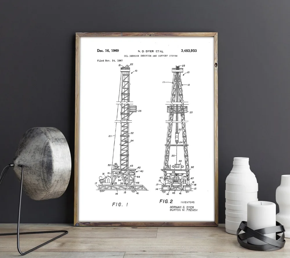 

Oil derrick erection patent,Derrick wall art ,Industrial posters, room decor,vintage print,blueprint, gift idea,wall Decorations