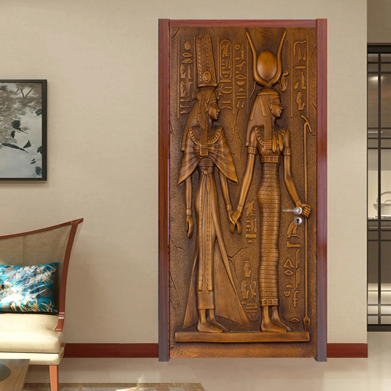 Tanio Europejski styl drzwi retro naklejki 3D egipskie