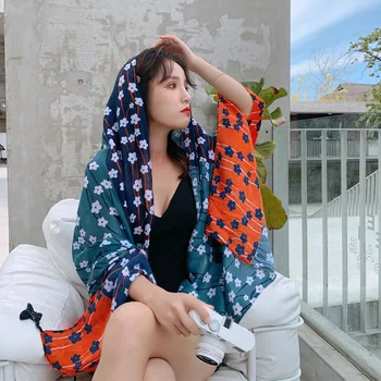 

foulard femme women's autumn spring Spain style hippie bohemian long two color print patchwork scarf cape hijab scarf