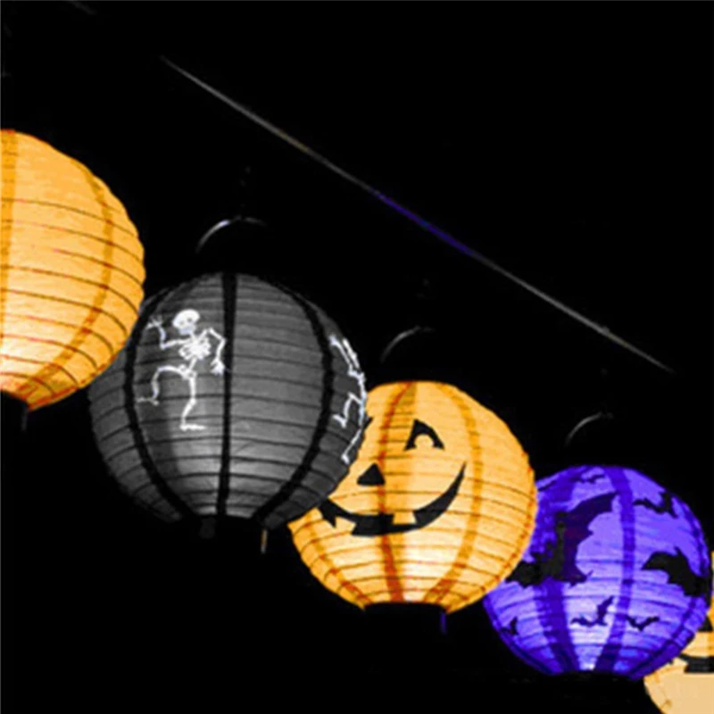 hot sale 1 pcs halloween decoration led paper pumpkin light hanging lantern lamp halloween props outdoor party supplies sale