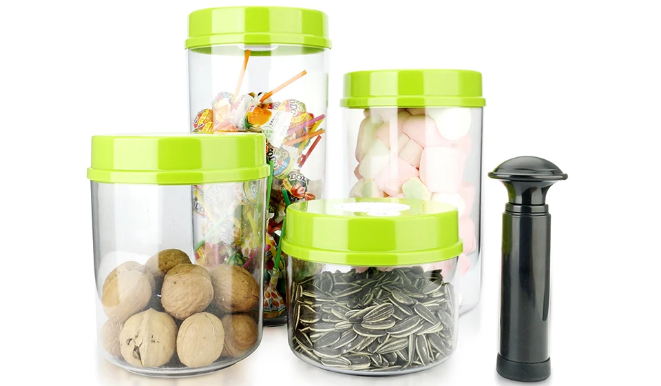 Емкость для приправы. Набор для хранения продуктов. Набор вакуумных контейнеров status vac-glass-set white. Контейнер пищевой пластиковый. Посуда: банка д/сыпучих продуктов с бамбуковой крышкой 450мл (арт.