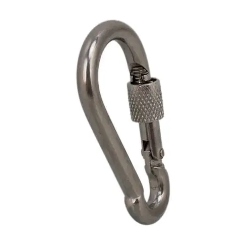 M12 140MM Silver Stainless Steel 304 Spring Snap Hook Carabiner with Screw Lock M12 140MM Silver Stainless Steel 304 Spring Snap Hook Carabiner with Screw Lock