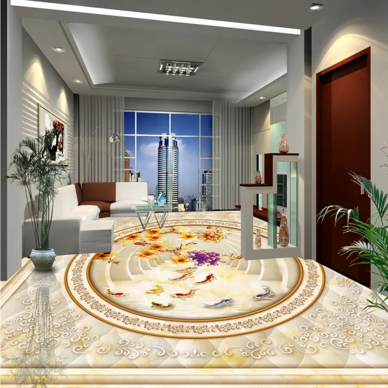 Free shipping photo Magnolia stone pattern parquet 3D floor bathroom floor custom living room wallpaper mural flooring