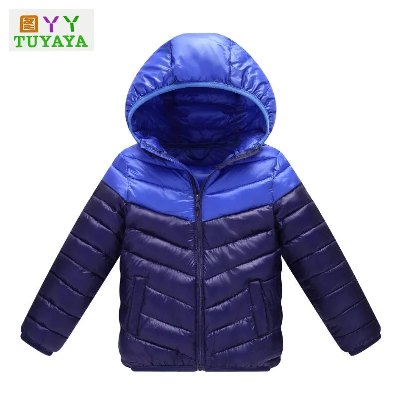 

Down Jacket for Girl 2017 New Hooded Patchwork Girls Winter Coat Boys Parka Jacket Kids Warm Down Coat Children's Winter Jackets