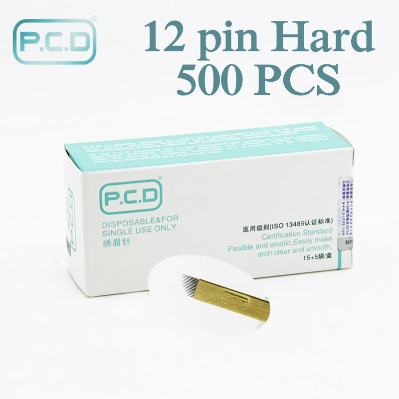 

Wholesale 500 pcs microblading needle 12 pin pcd Lamina Tebori 12 Hard Flex Microblading 12 Prong flat permanent makeup supplies
