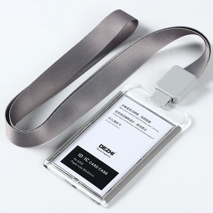 Модный стиль акриловая прозрачная плата ИС чехол Самая низкая цена работы карты с шнурком, может изготовить логотип, OEM - Цвет: grey set