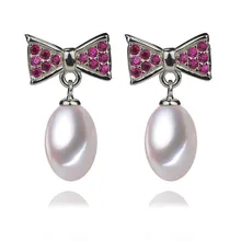 SNH AAA 8-9 мм Висячие Стерлинговое Серебро, Настоящее натуральное пресноводное Жемчужное Серьги подлинный культурный жемчуг ювелирные изделия серьги для женщин