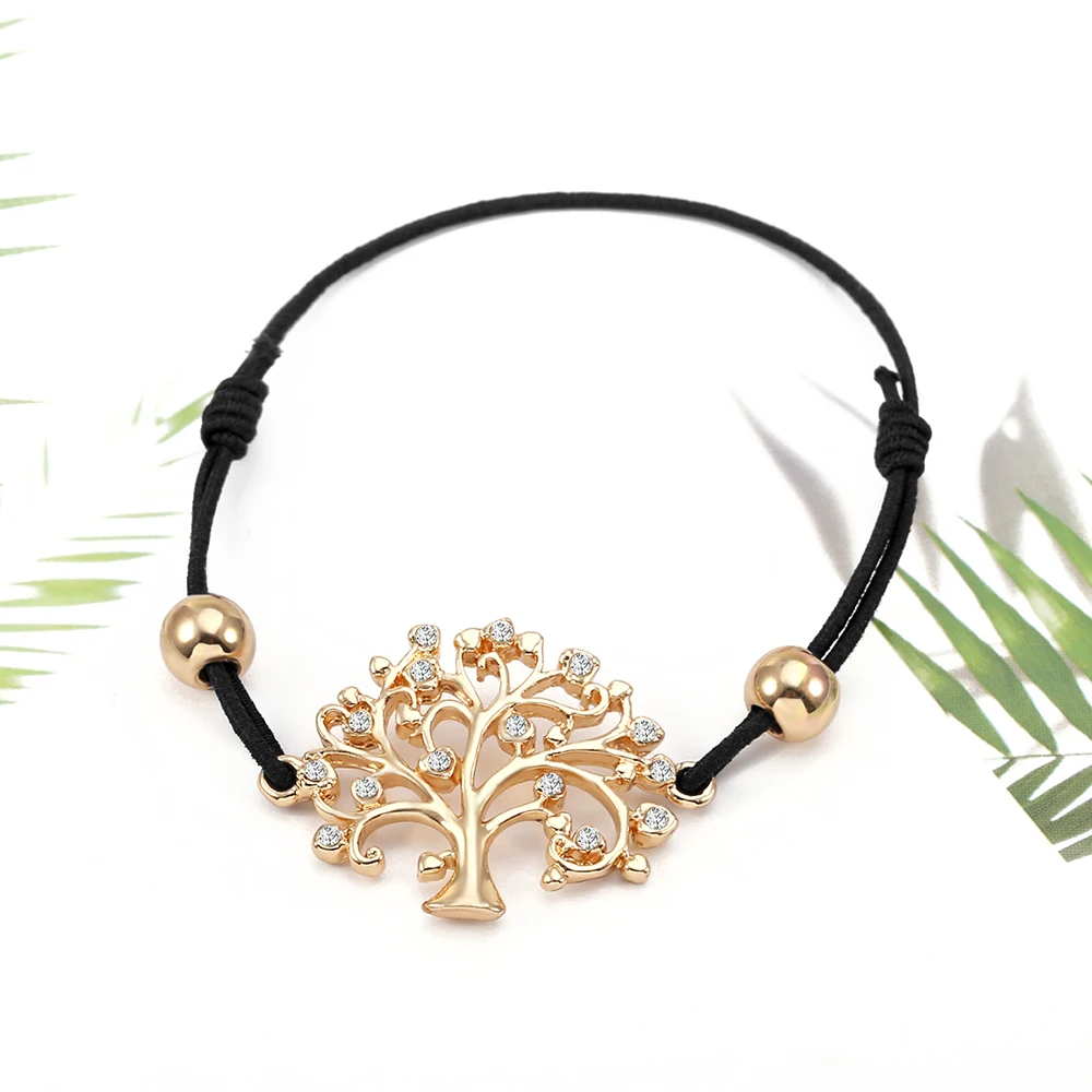 Классические хрустальные браслеты и браслеты черные регулируемые веревки Дерево желаний жизни Шарм браслет для женщин подарок счастливые ювелирные изделия