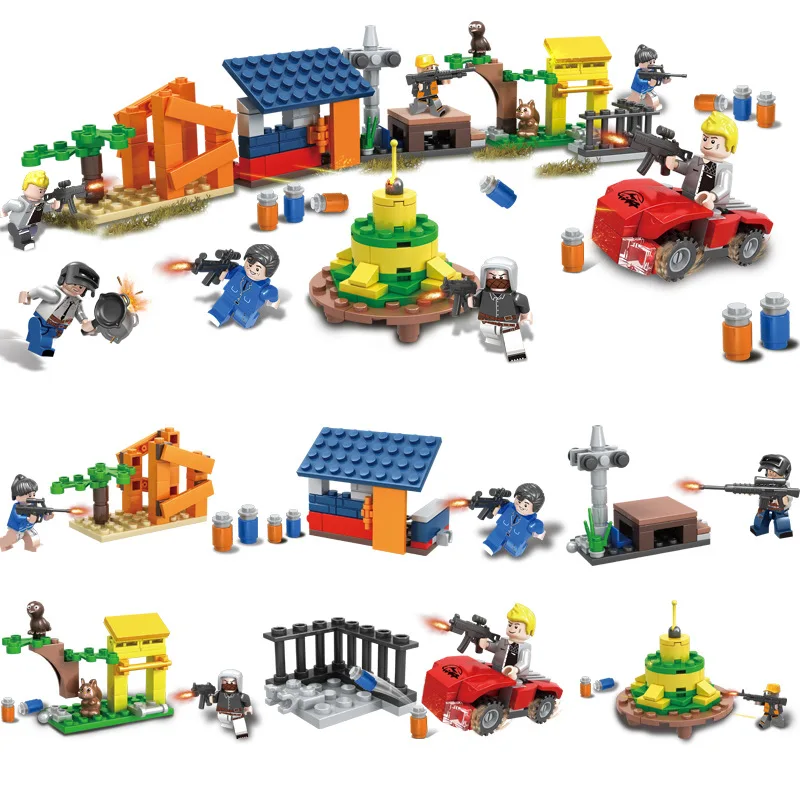 

PUBG Playerunknown's Battlegrounds Military Army Weapons Building Blocks Sets Kids Classic Model Toys with figure For Boys