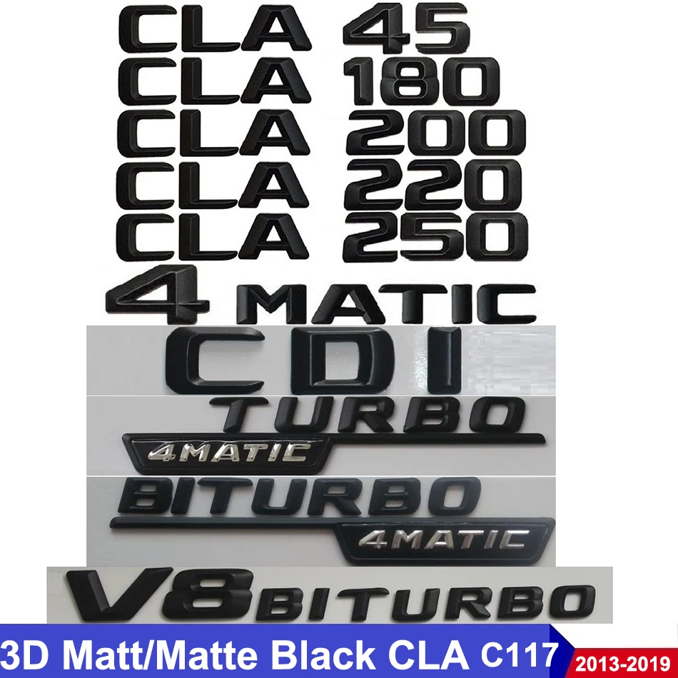 3D Матовый Черный C117 CLA Автомобильная эмблема CLA45 CLA180 CLA200 CLA220 CLA250 эмблема значок наклейка авто турбо логотип для Mercedes Benz AMG