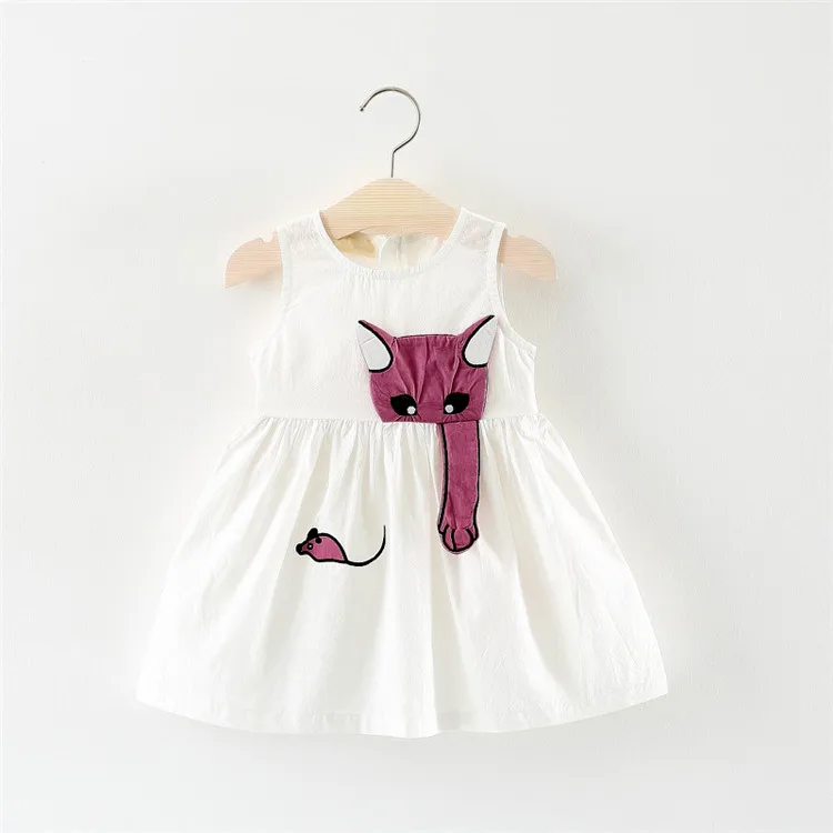 Lawadka/Детское платье для девочек; летняя детская одежда; Детские платья без рукавов с изображением кошки и мышки для девочек; одежда принцессы для дня рождения