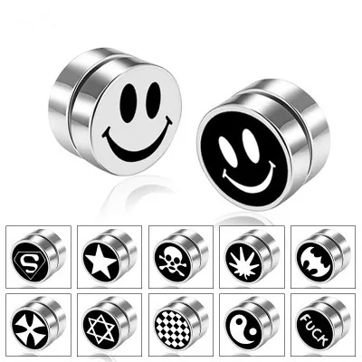 

1 Peice Mens Women Stainless Steel Circle Magnetic Clip Earrings Magnet Fake No Piercing Clip On Unisex ear Jewelry