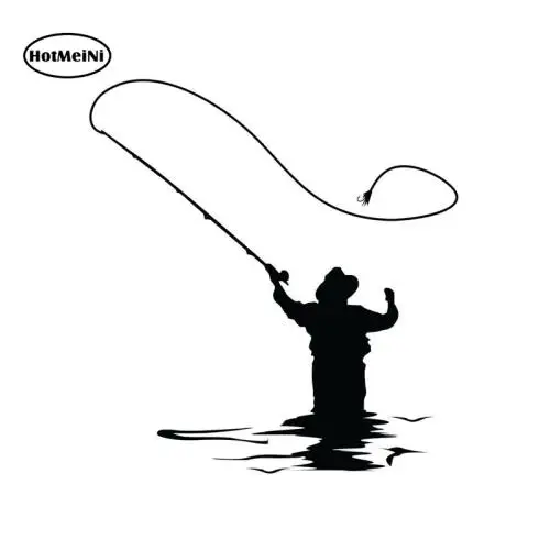

HotMeiNi Fly Fishing Car Sticker Decal Fun Fishing Vinyl For Window Bumper Laptop Waterproof Black/Silver 14*15cm