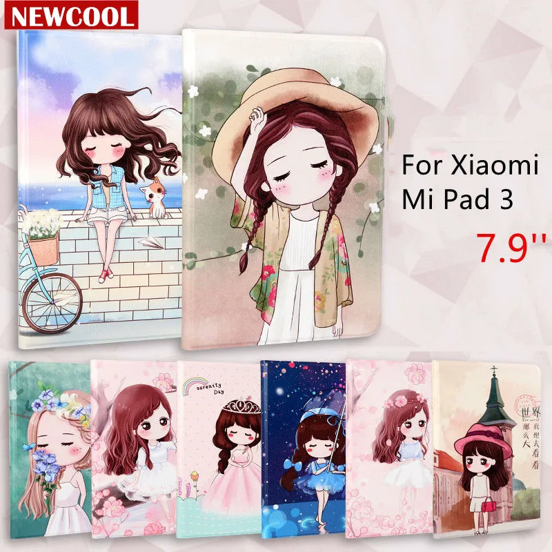 

Tablet Case For Xiaomi Mi Pad 2 3 7.9 inch HD Clear Color Print Smart Cover Leather Case For Mipad 2 3 MT8176 Protective shell
