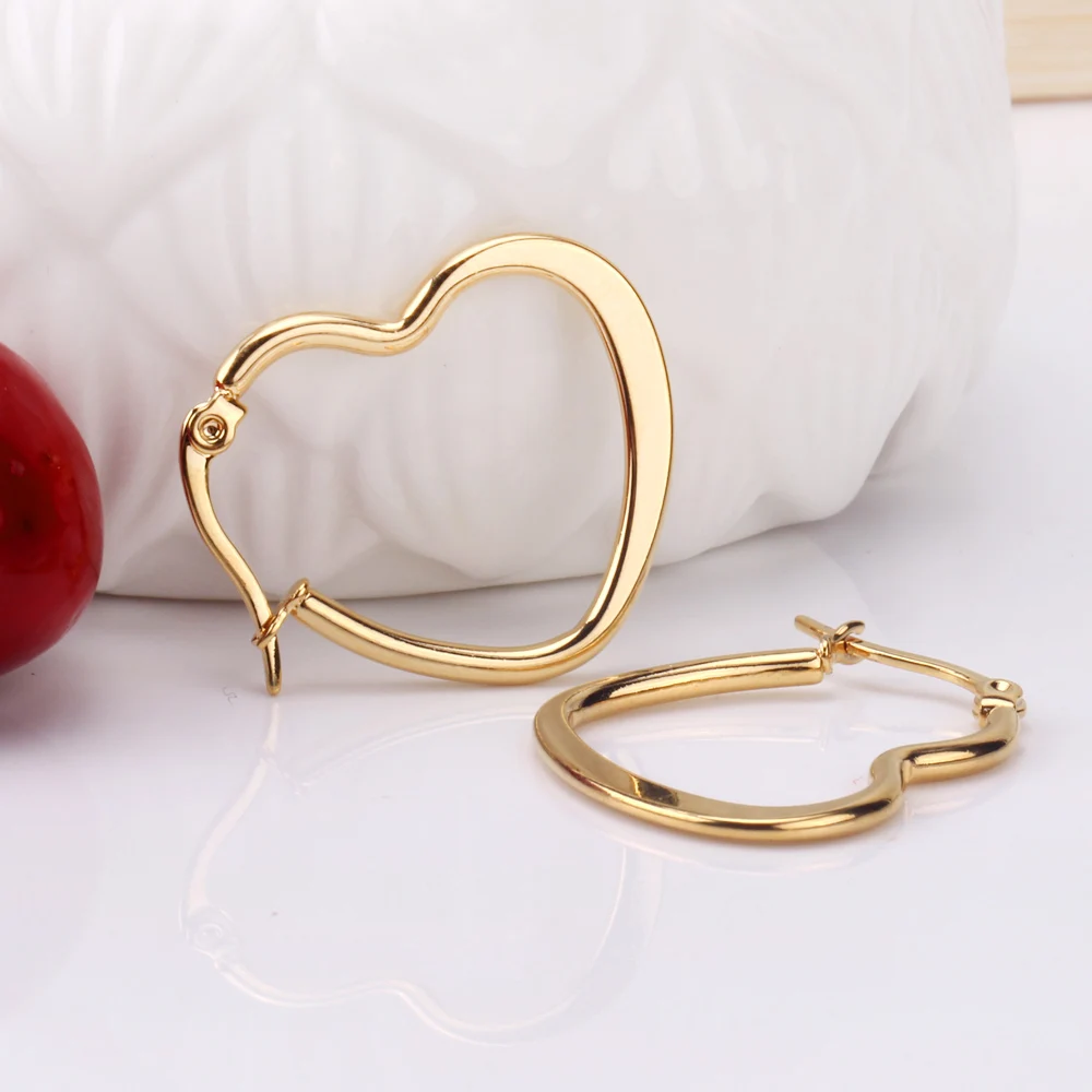 Роскошные стальные серьги-кольца в форме сердца из нержавеющей стали, золотые/серебряные серьги, женские аксессуары в стиле панк