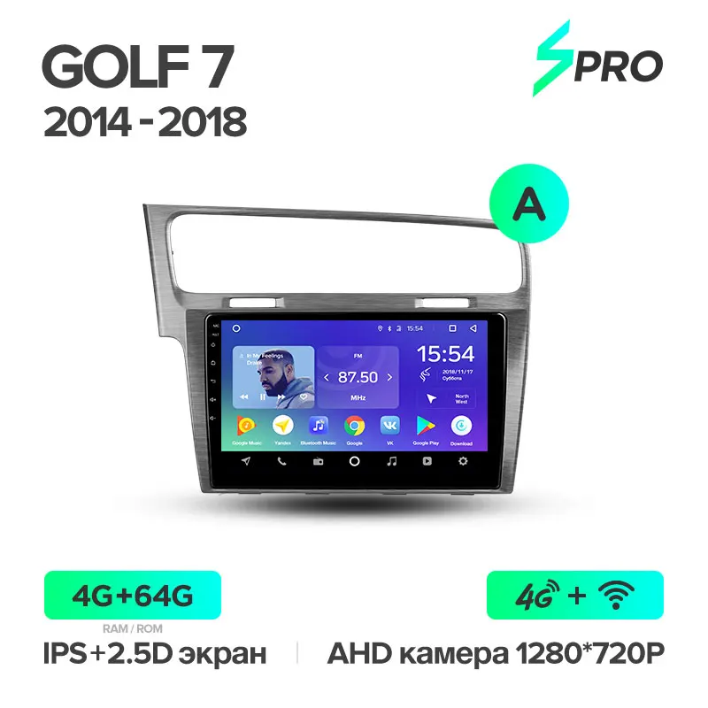 TEYES SPRO Штатная магнитола для Фольксваген Гольф 7 Volkswagen Golf 7 MK7 Android 8.1, до 8-ЯДЕР, до 4+ 64ГБ 32EQ+ DSP 2DIN автомагнитола 2 DIN DVD GPS мультимедиа автомобиля головное - Цвет: Golf 7 SPRO 64G A